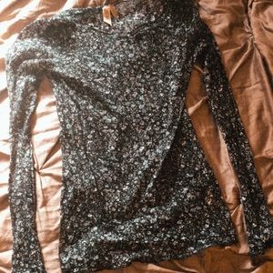 Lace/flower print dress shirt